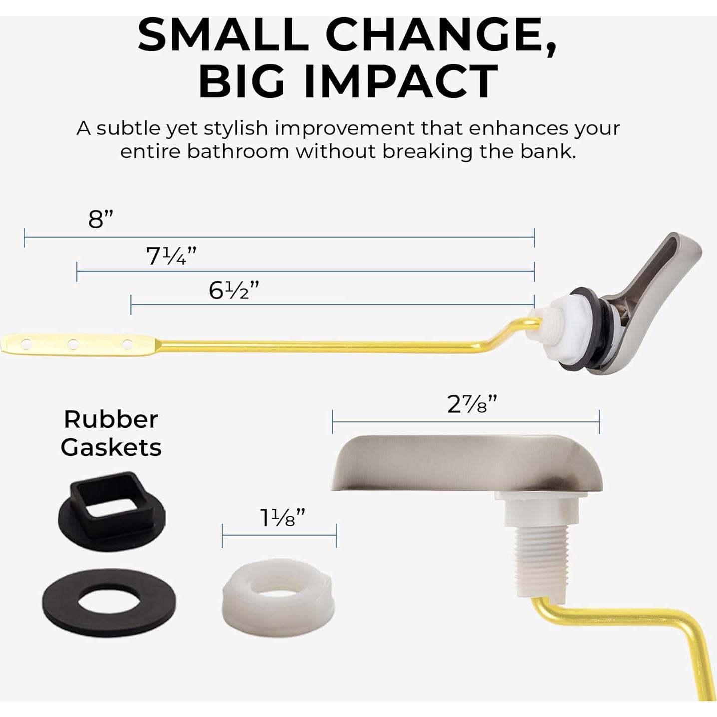 Mango de descarga inodoro Qualihome níquel satinado 20.32 cm