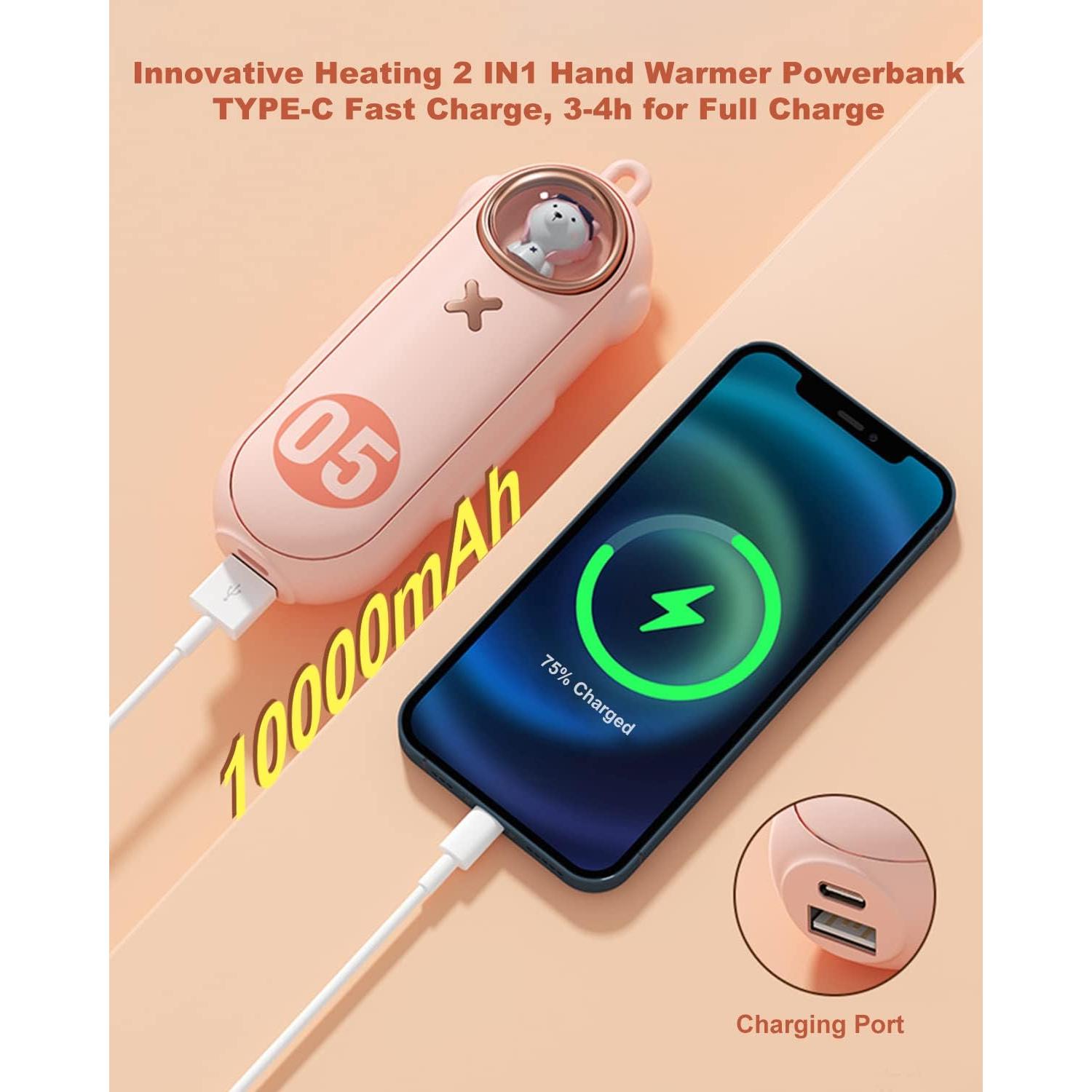 Calentador de Manos Portátil SMSASOEO N10 10000mAh Rosa