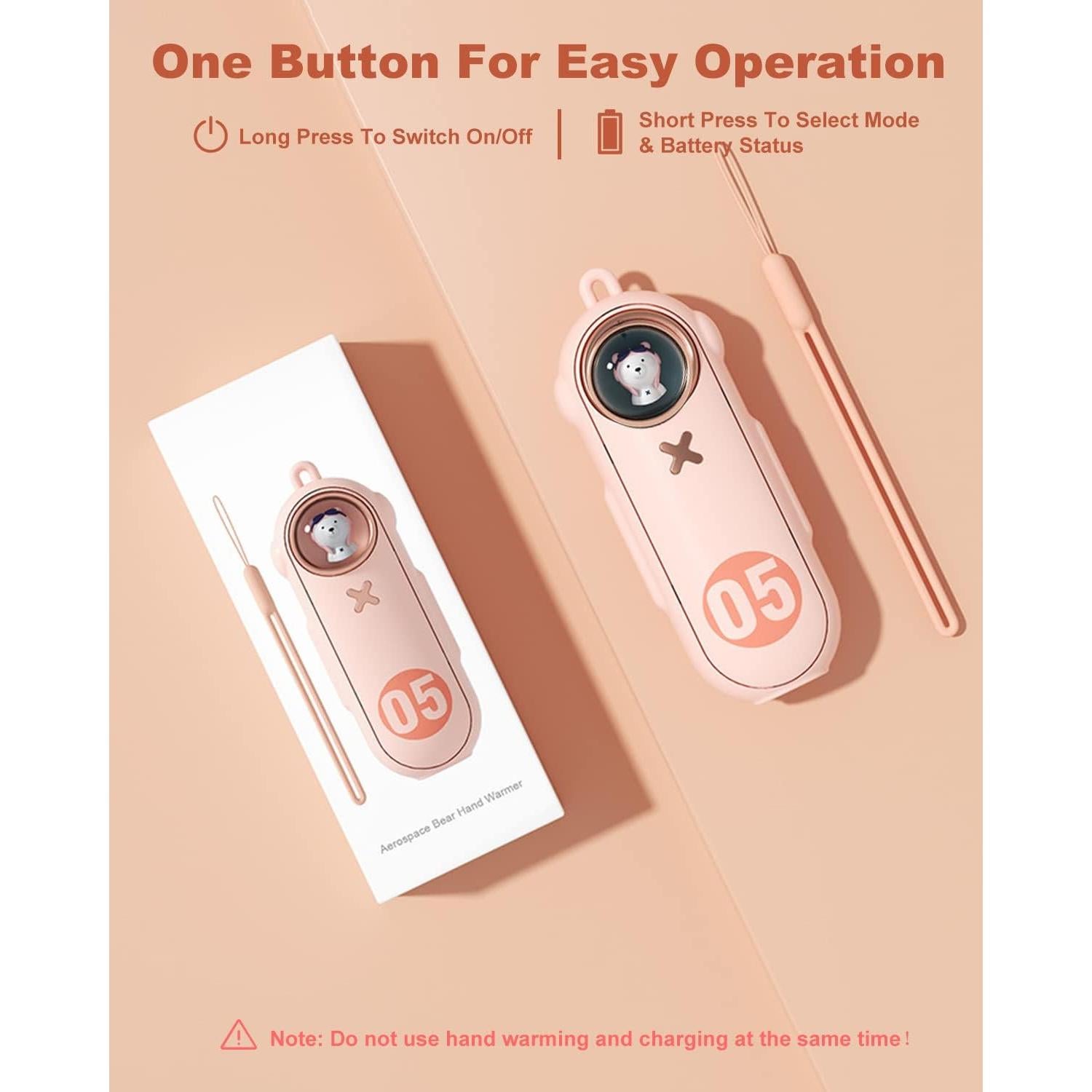 Calentador de Manos Portátil SMSASOEO N10 10000mAh Rosa