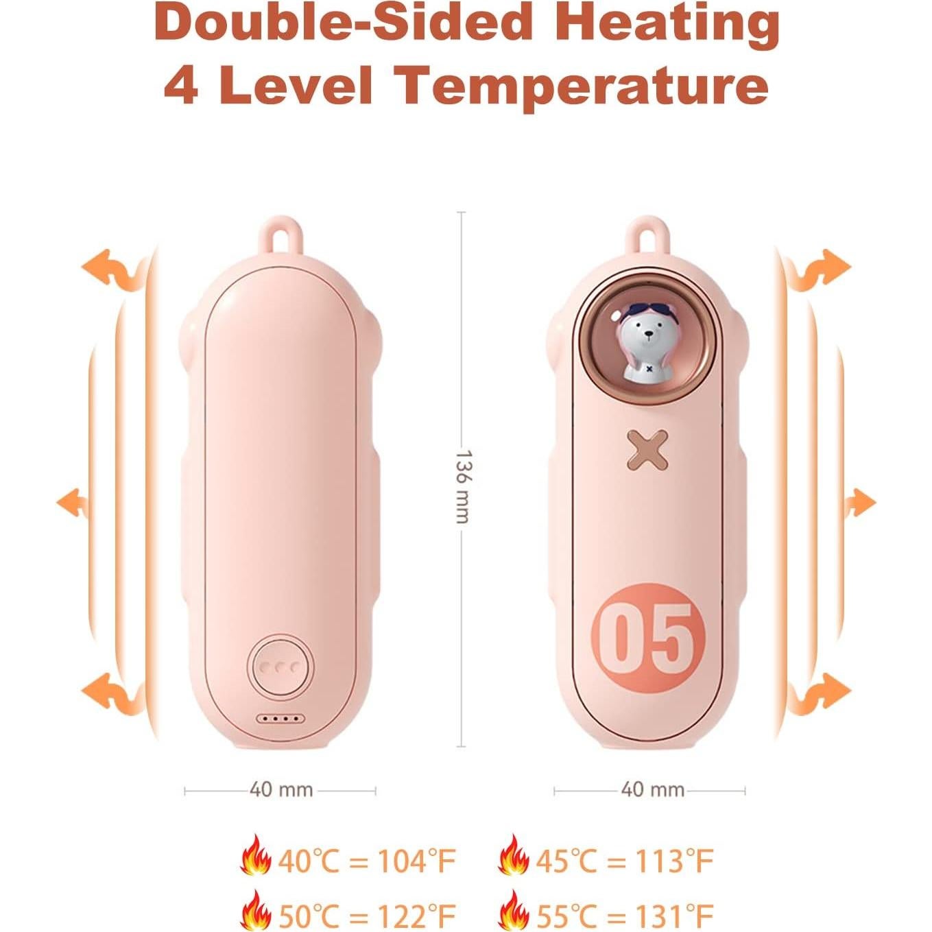 Calentador de Manos Portátil SMSASOEO N10 10000mAh Rosa