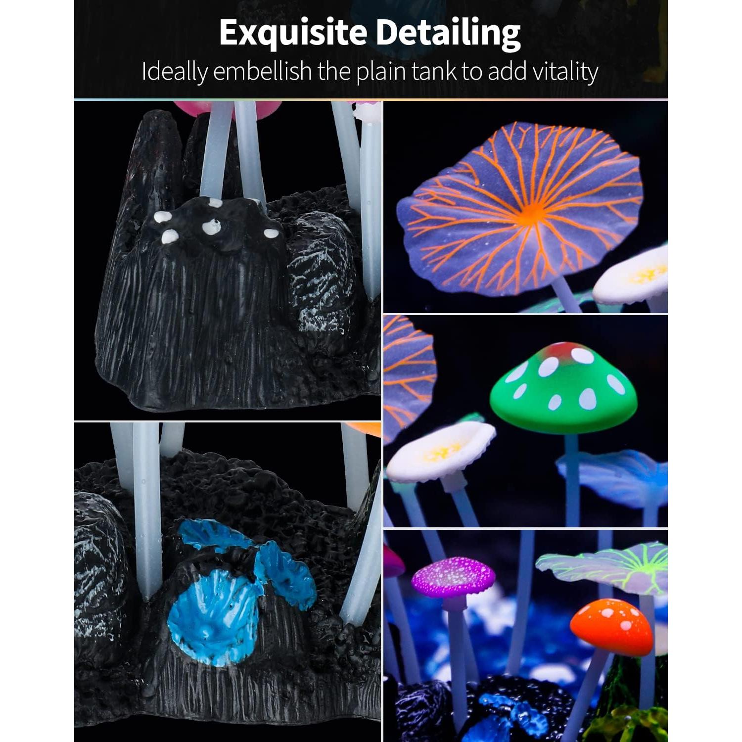 Adorno de Acuario Uniclife Hongo y Loto Colorido 10.92 cm