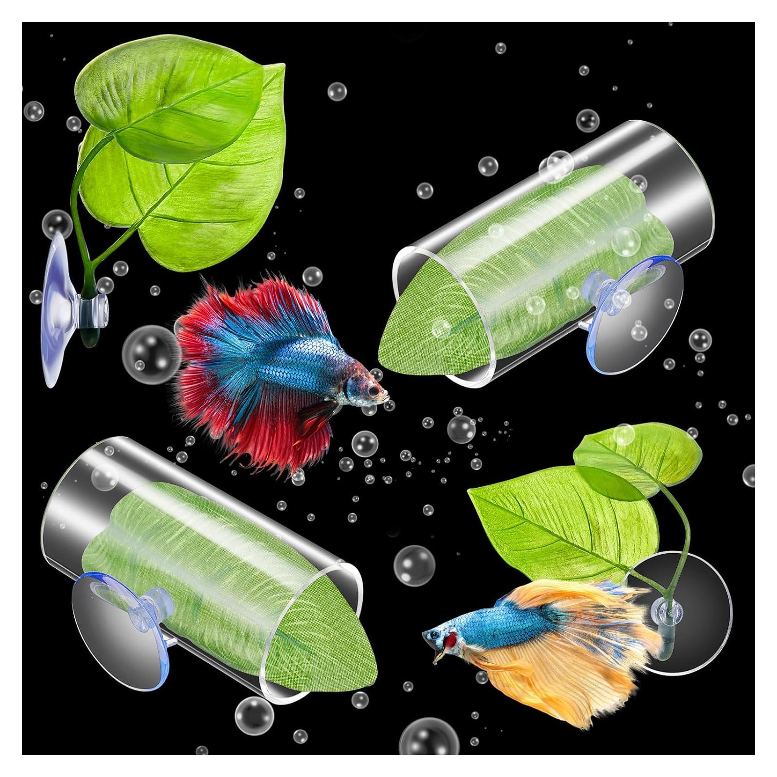 Accesorios Acuario Juexica 6 Pcs Túneles y Hojas para Betta