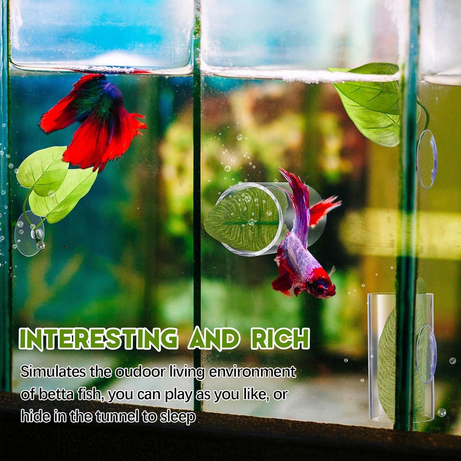 Accesorios Acuario Juexica 6 Pcs Túneles y Hojas para Betta