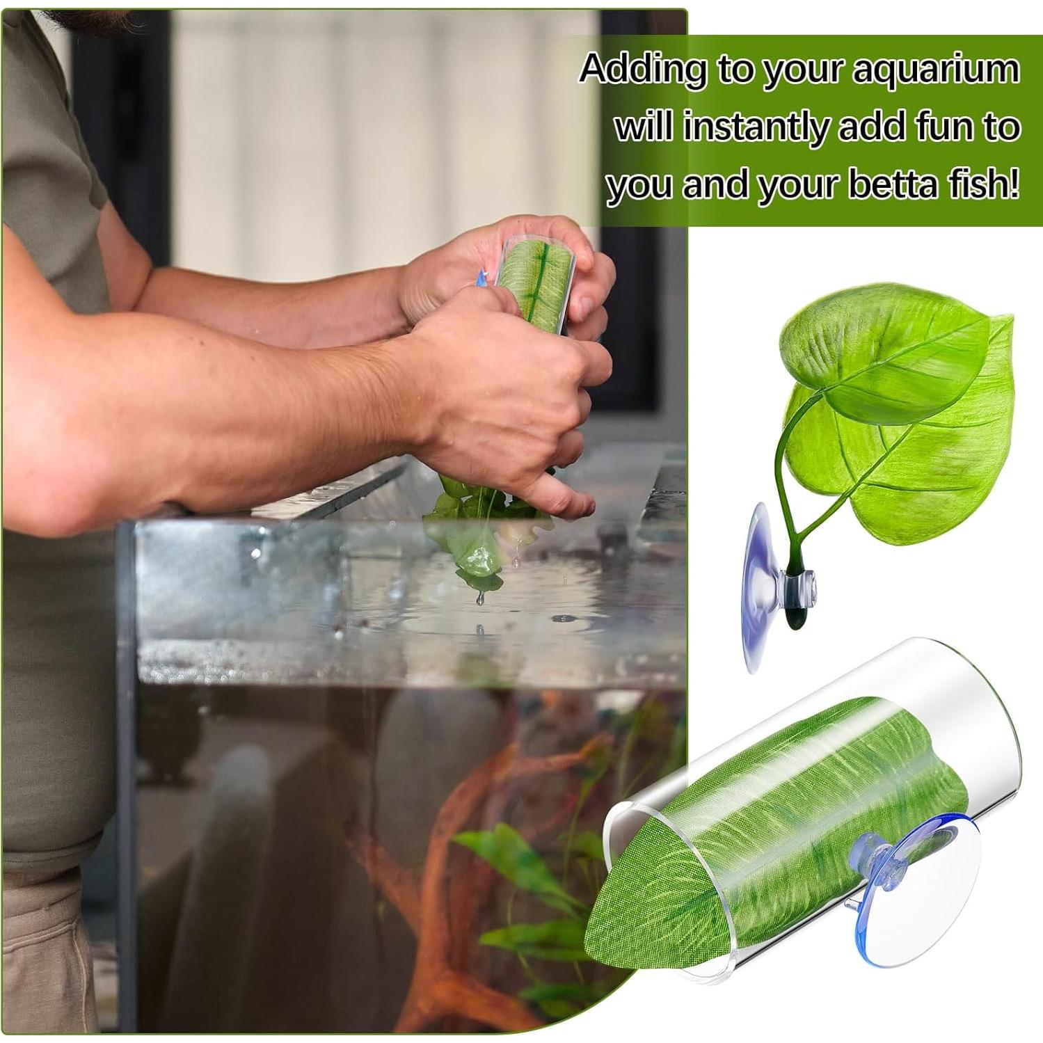 Accesorios Acuario Juexica 6 Pcs Túneles y Hojas para Betta