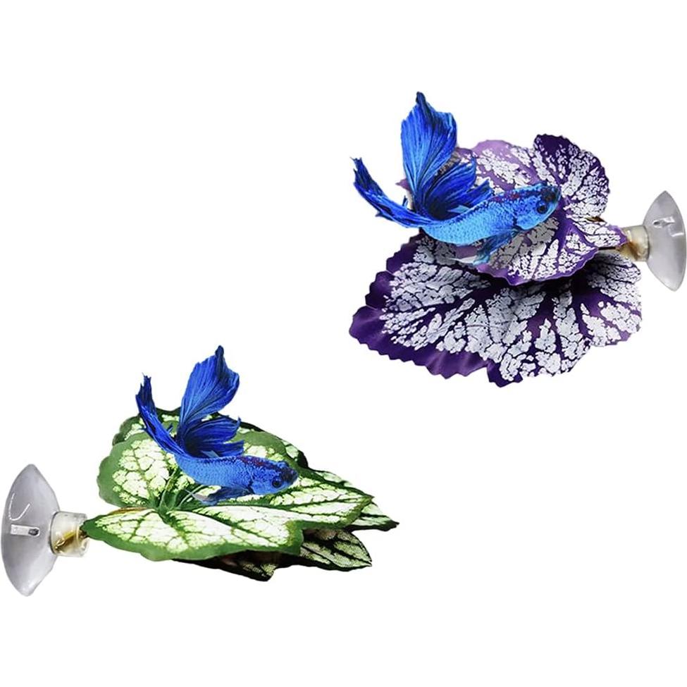2 Almohadillas de Hoja para Peces Betta con Ventosa 15cm