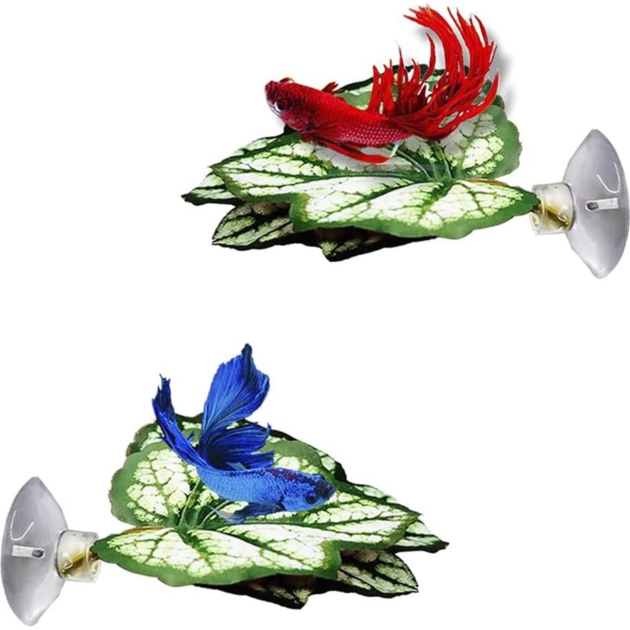 2 Almohadillas de Hoja para Peces Betta con Ventosa 15cm