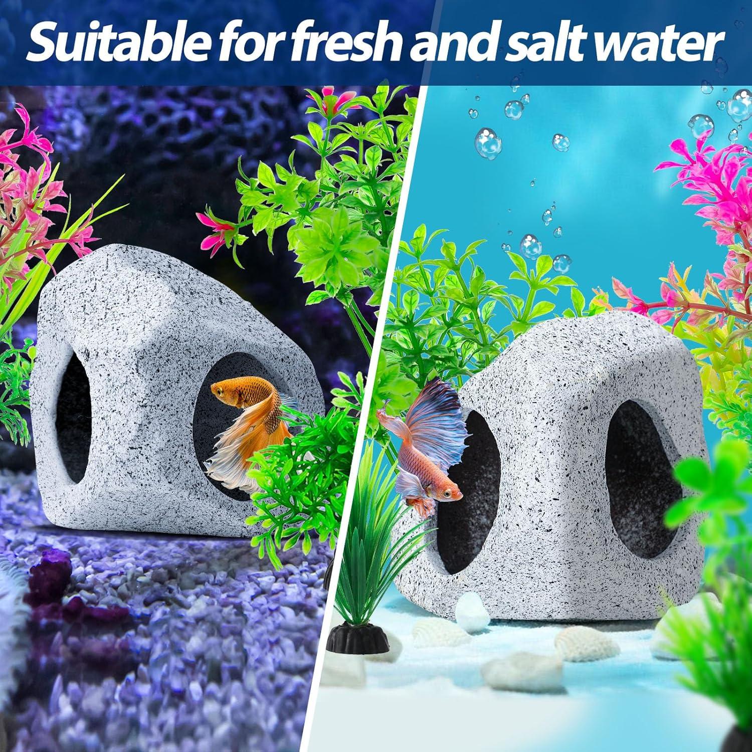 Decoraciones para Acuario CousDUoBe - Cueva de Roca y Plantas