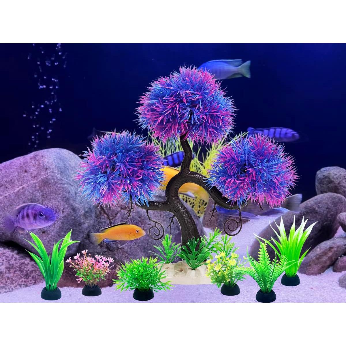Decoraciones para Acuario Vtapliea - Plantas Artificiales 9 Piezas