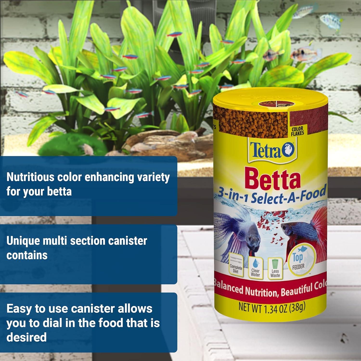 Tetra BettaMin 3-en-1 Comida para Peces 38g - Copos, Camarón, Pellets