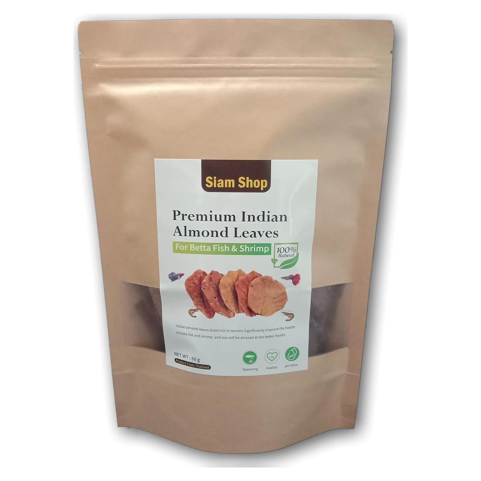 Hojas de Almendra India SIAM 50g para Peces Betta y Camarones