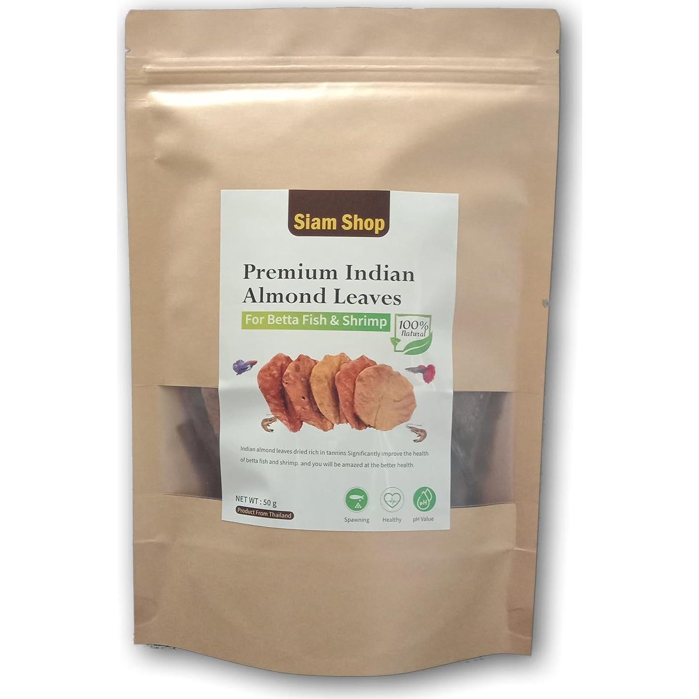 Hojas de Almendra India SIAM 50g para Peces Betta y Camarones