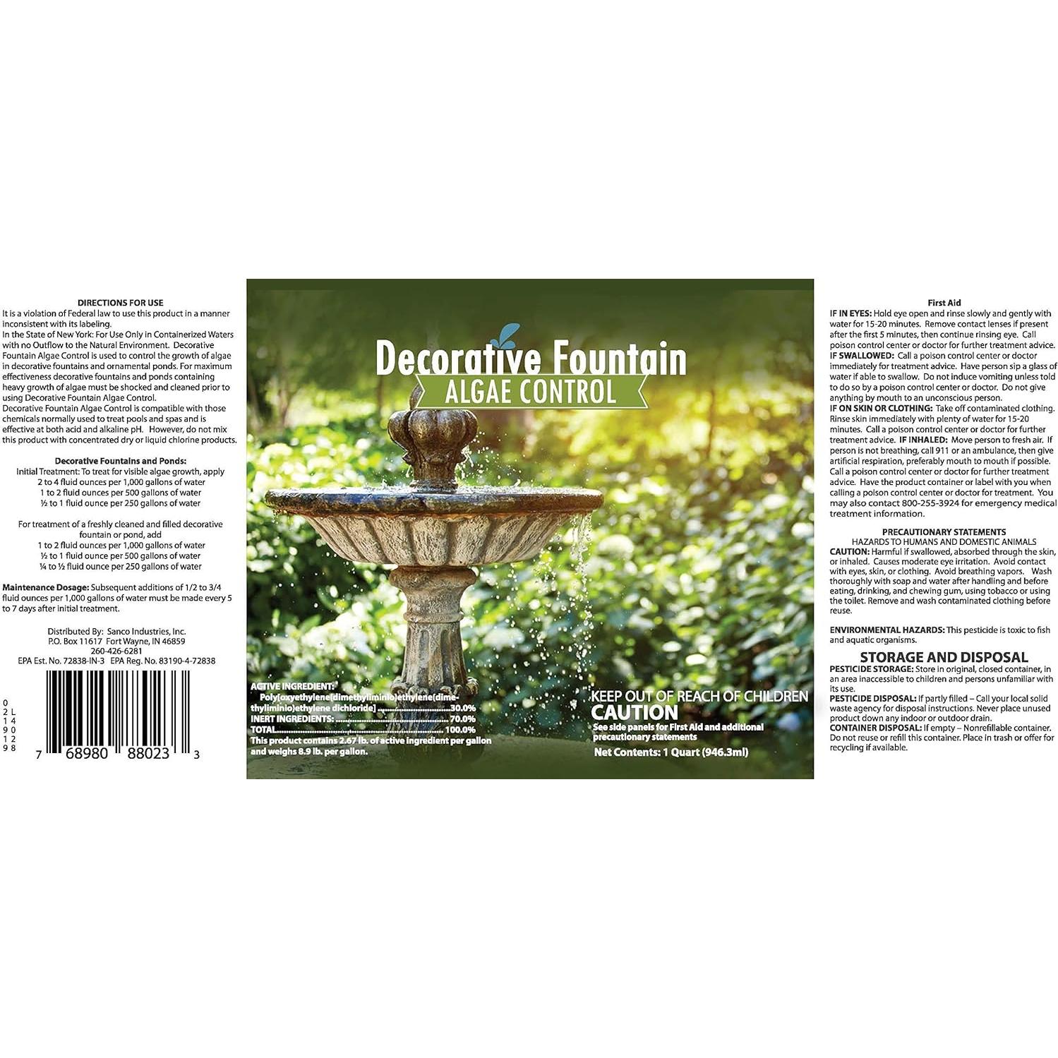 Algicida y Clarificador Sanco 0.95L para Estanques y Fuentes