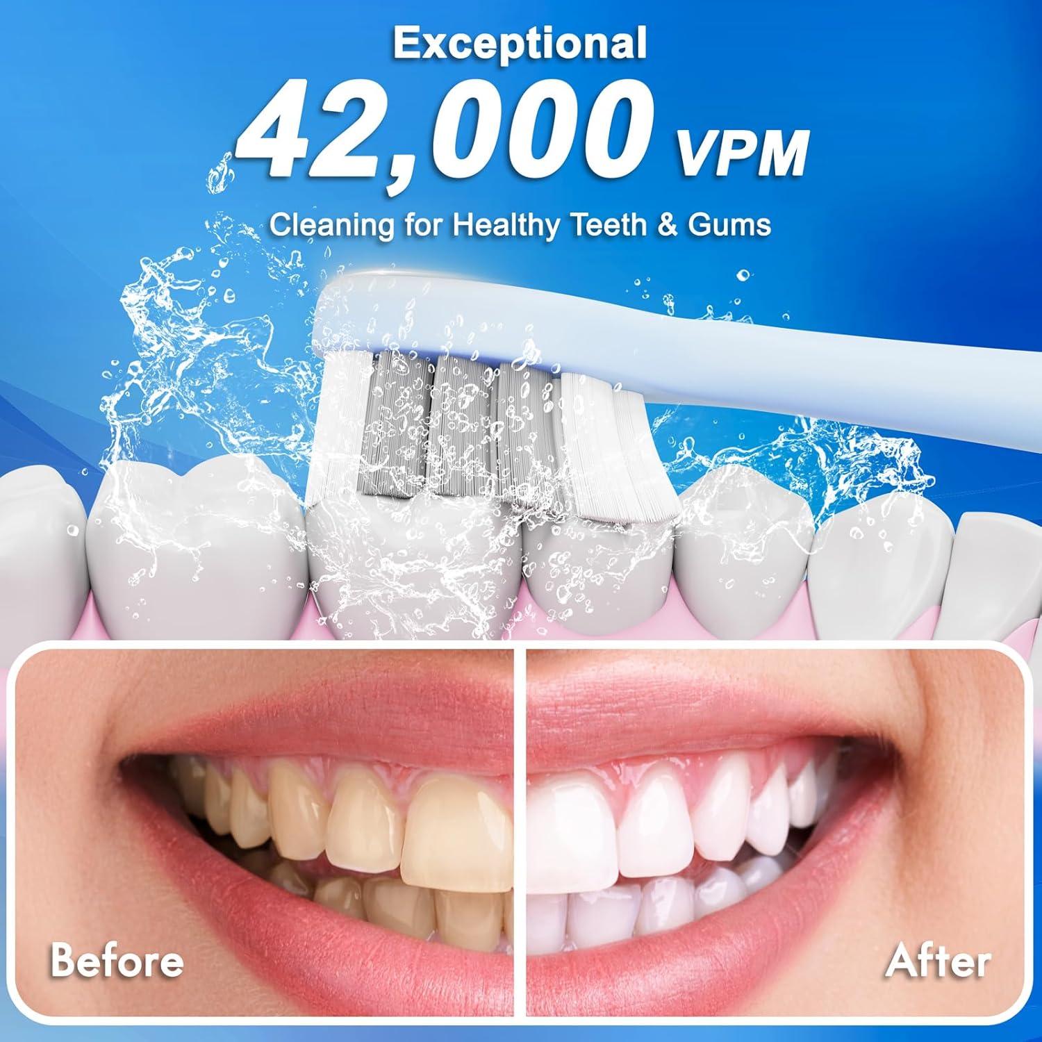 Cepillo de Dientes Eléctrico Kuicur Azul y Blanco con 10 Cabezas