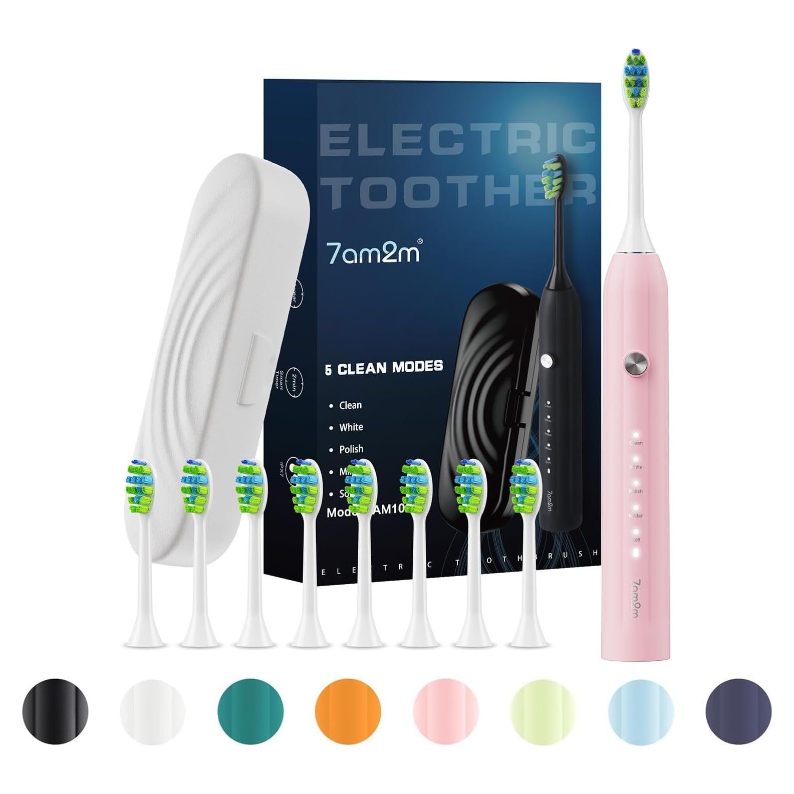 Cepillo de Dientes Eléctrico 7AM2M Rosa con 8 Cabezas y 5 Modos