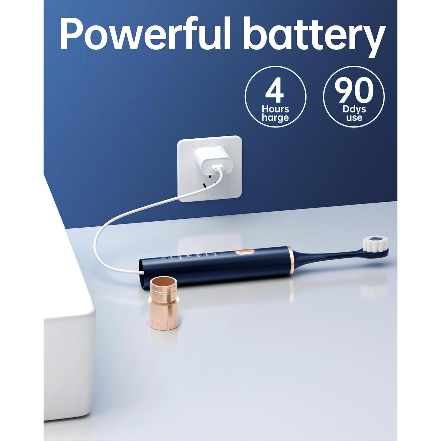 Cepillo de Dientes Eléctrico Aneebart Azul y Rosa con 12 Cabezales