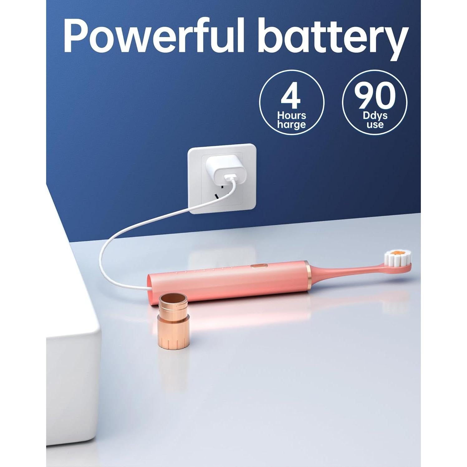 Cepillo de Dientes Eléctrico Aneebart Azul y Rosa con 12 Cabezales