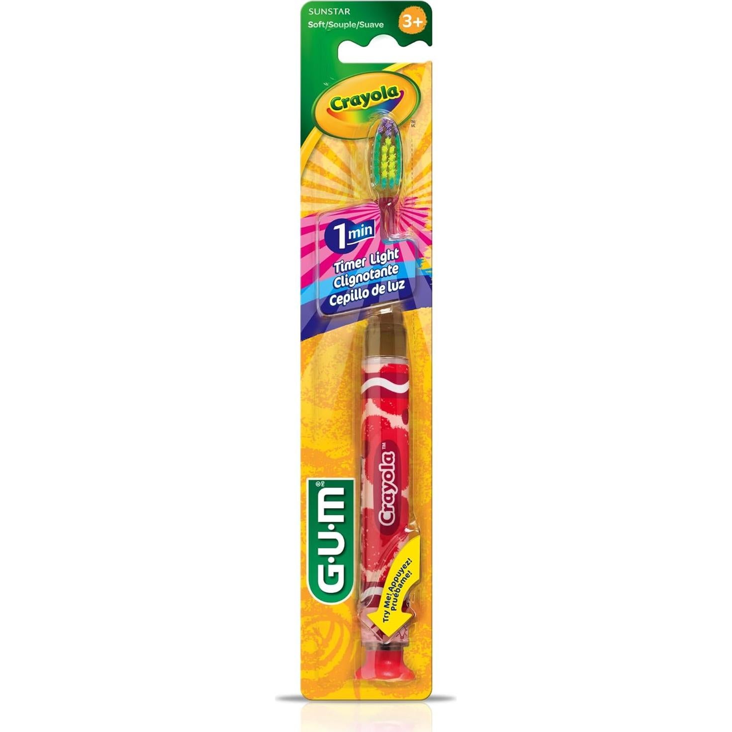 Cepillo de dientes GUM Crayola Timer Light para niños 4pk