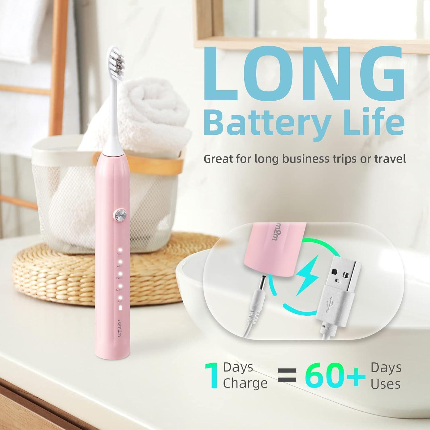 Cepillo de Dientes Eléctrico Sonic 7AM2M Rosa con 5 Modos