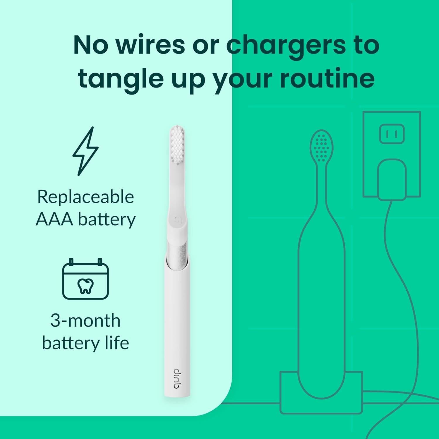 Cepillo de dientes eléctrico Quip plata con temporizador y cabezal extra