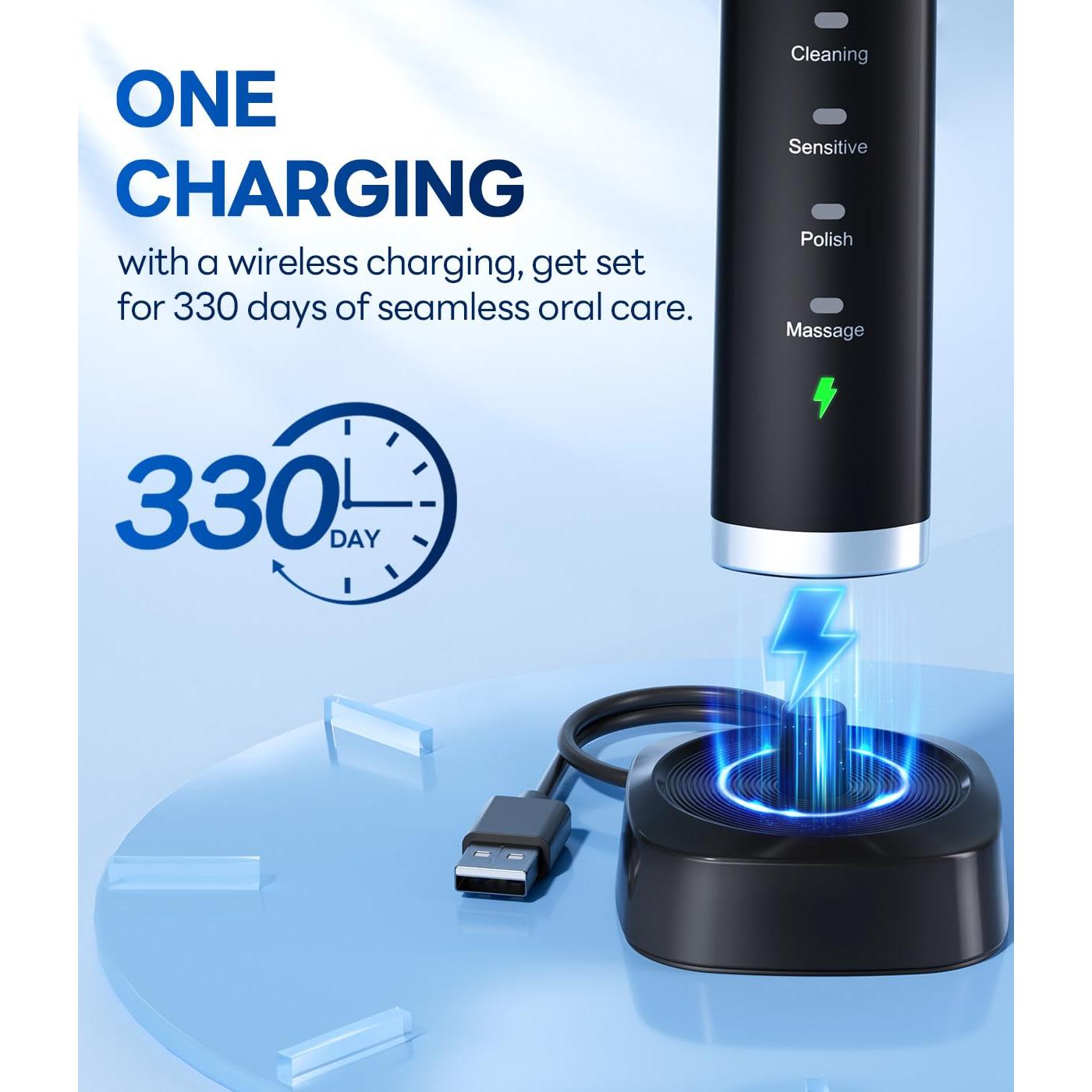 Cepillo de dientes eléctrico Bymore Sonic Negro 5 modos 330 días