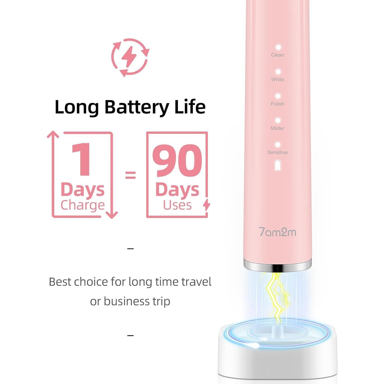 Juego de cepillos de dientes eléctricos 7AM2M 2 unidades con 12 cabezales