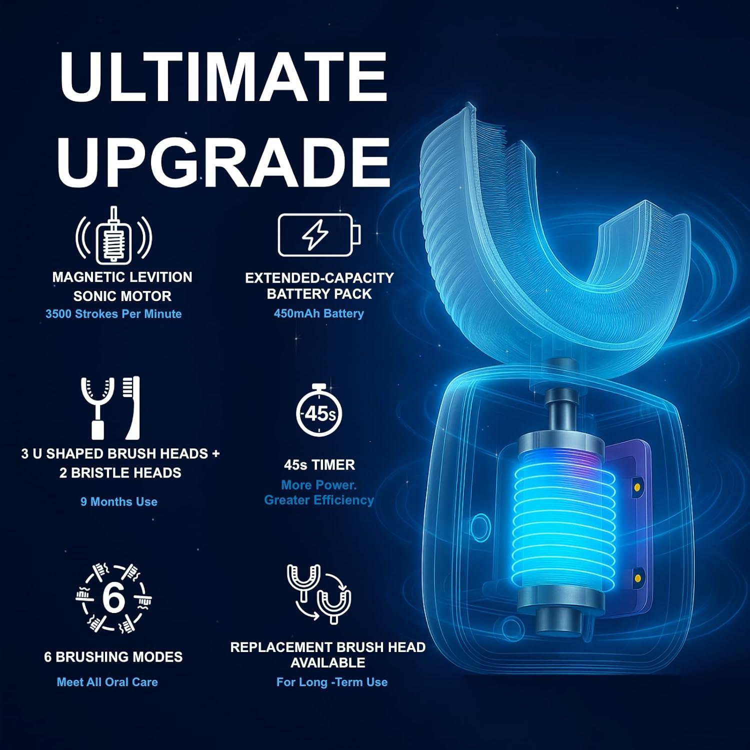 Cepillo de Dientes Eléctrico Geacker U para Niños 2-7 Años