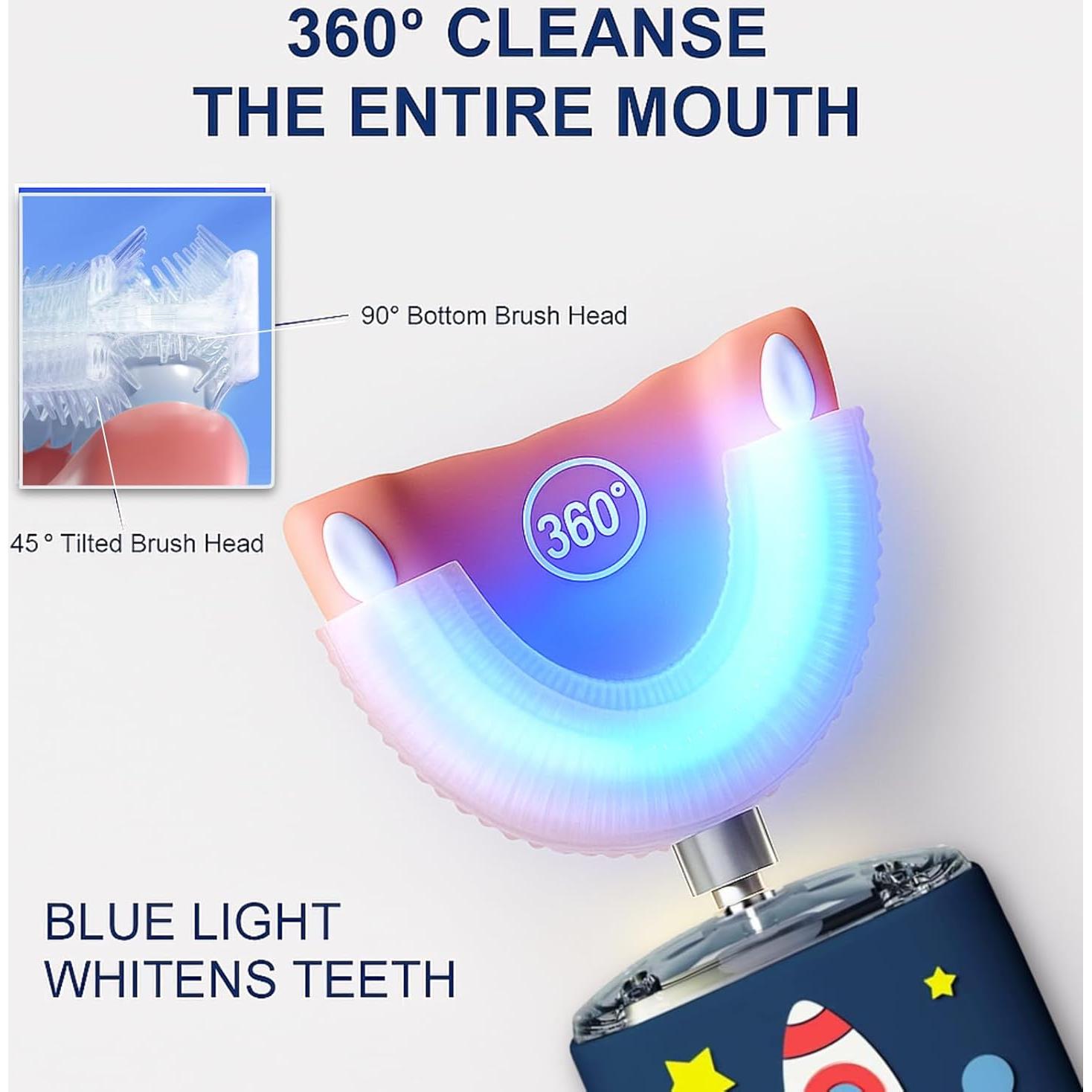 Cepillo de Dientes Eléctrico Geacker U para Niños 2-7 Años