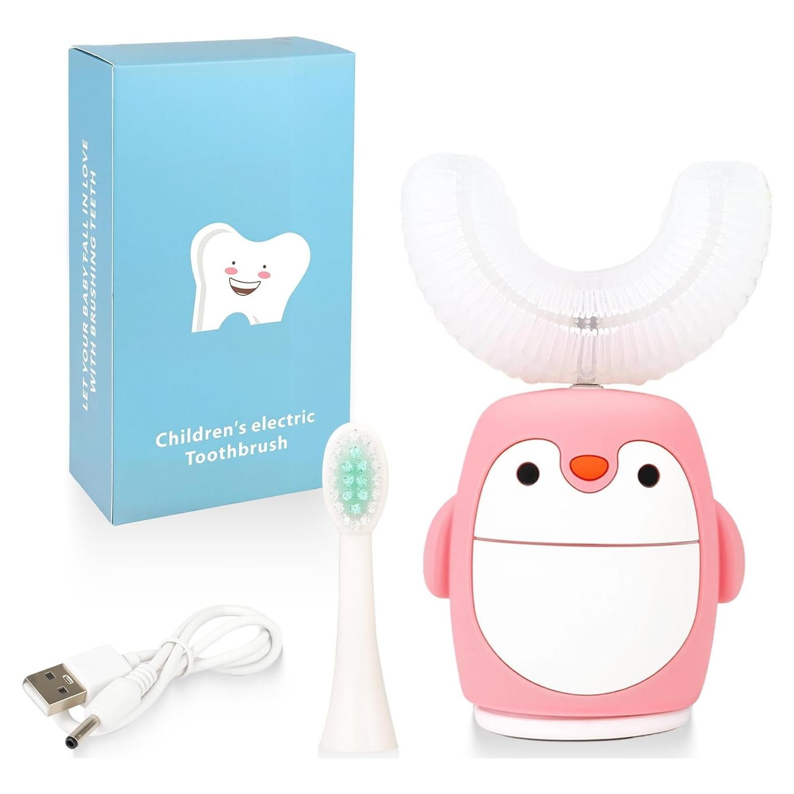 Cepillo de Dientes Eléctrico Infantil HUPO Pingüino Rosa 5 Modos