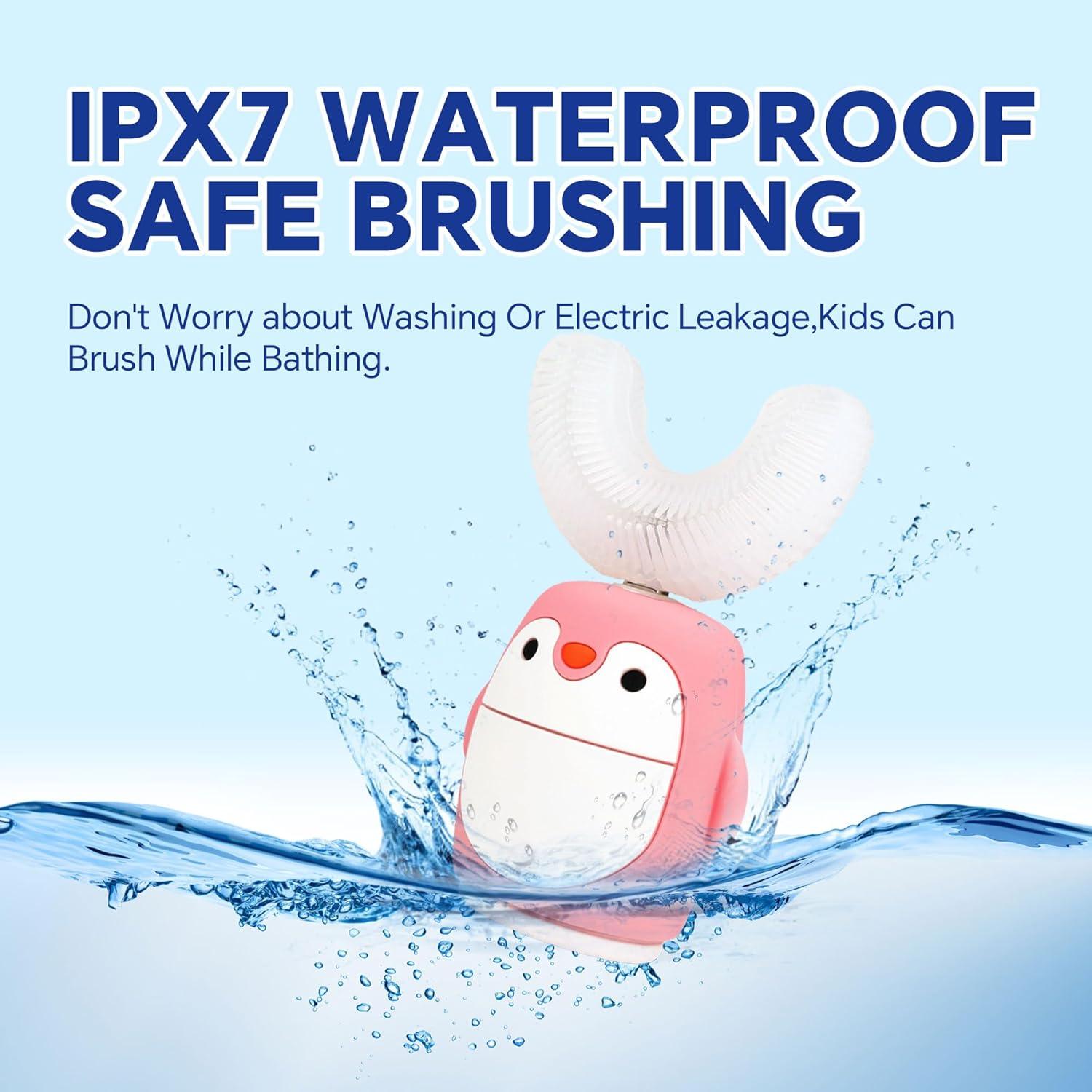 Cepillo de Dientes Eléctrico Infantil HUPO Pingüino Rosa 5 Modos