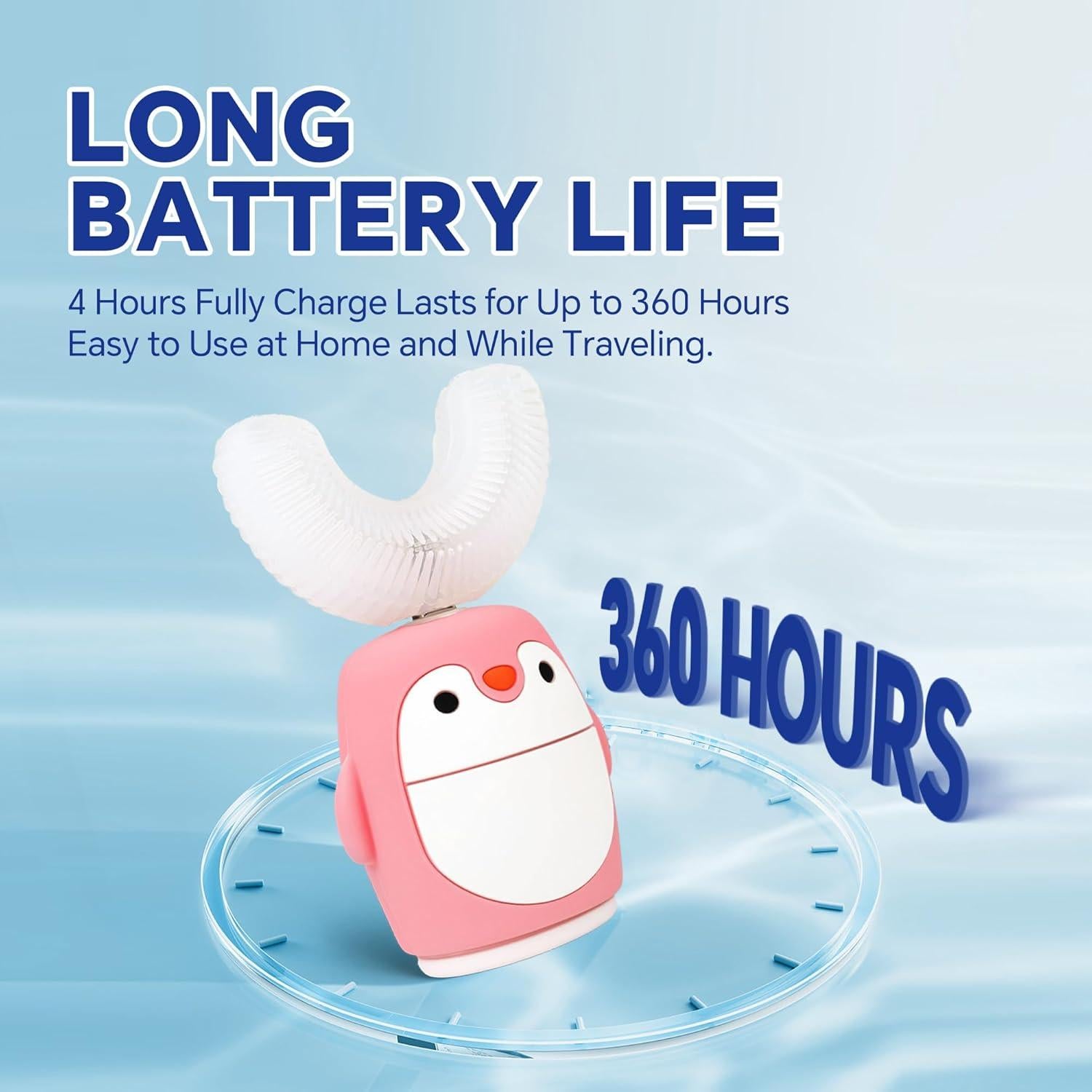 Cepillo de Dientes Eléctrico Infantil HUPO Pingüino Rosa 5 Modos