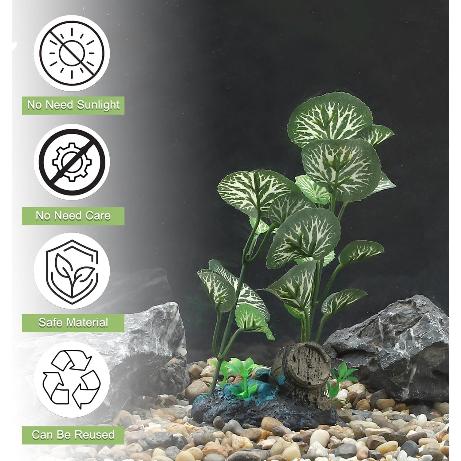 Planta Plástica para Acuario CAPASTEC 17cm Verde Hojas Redondas