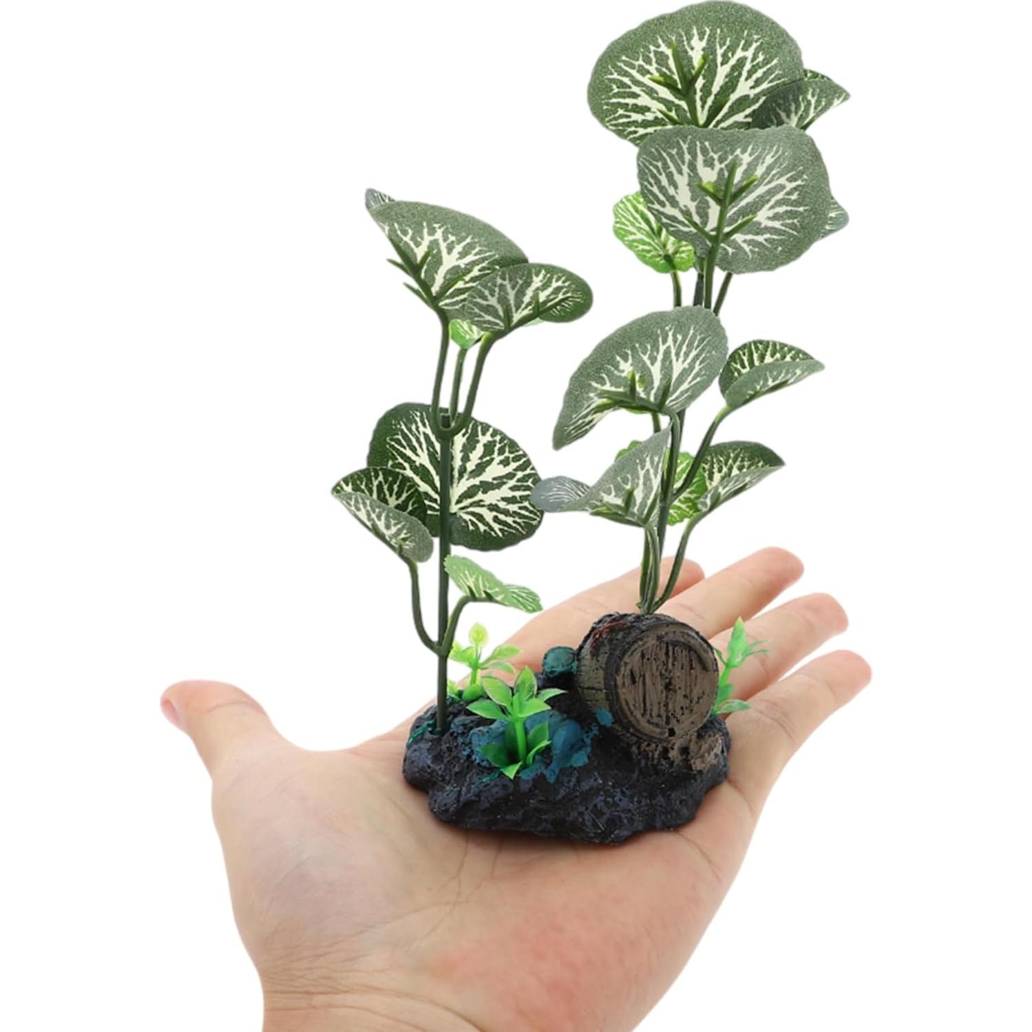 Planta Plástica para Acuario CAPASTEC 17cm Verde Hojas Redondas