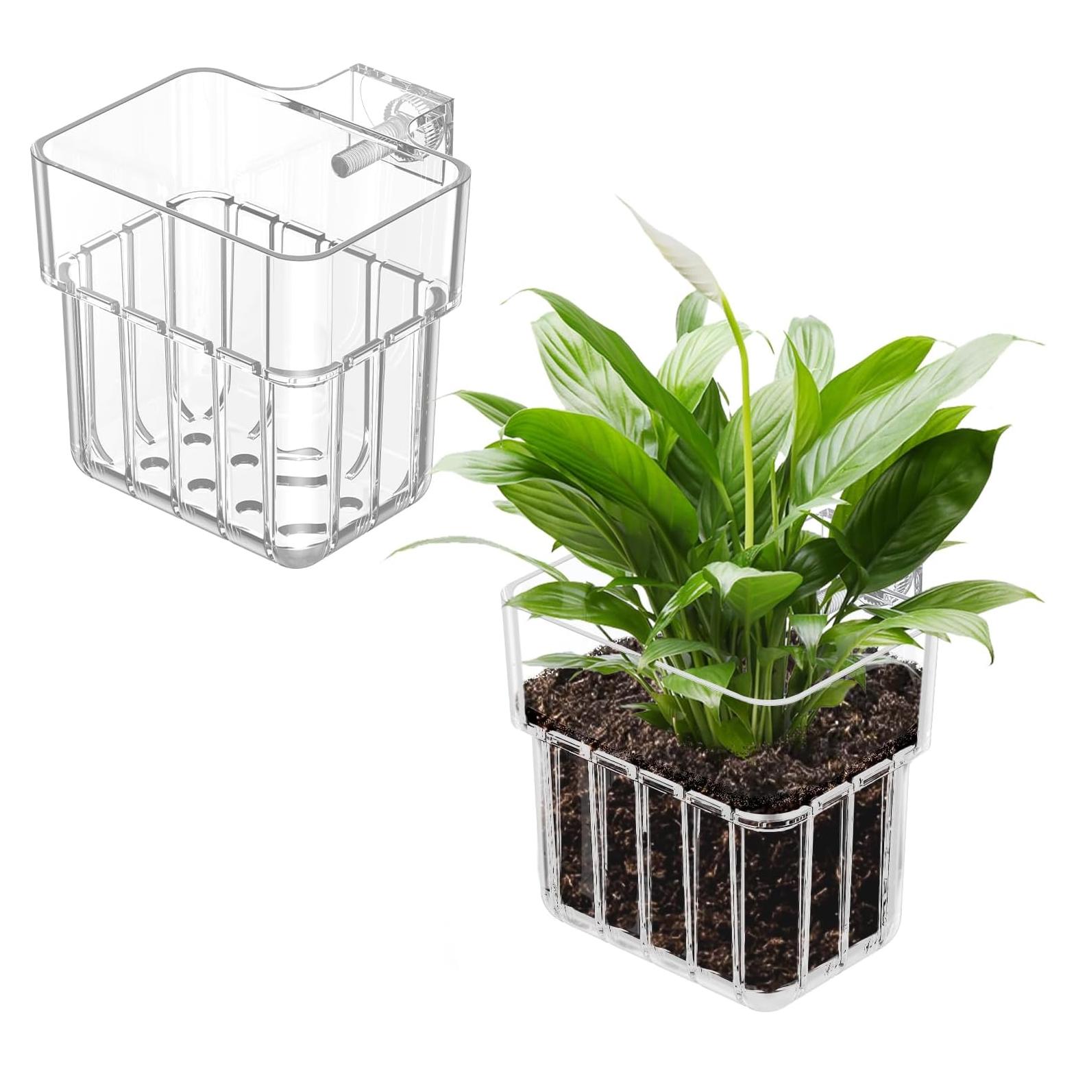 Soporte de Planta de Acuario Pawfly 2 Pcs Acrílico Transparente