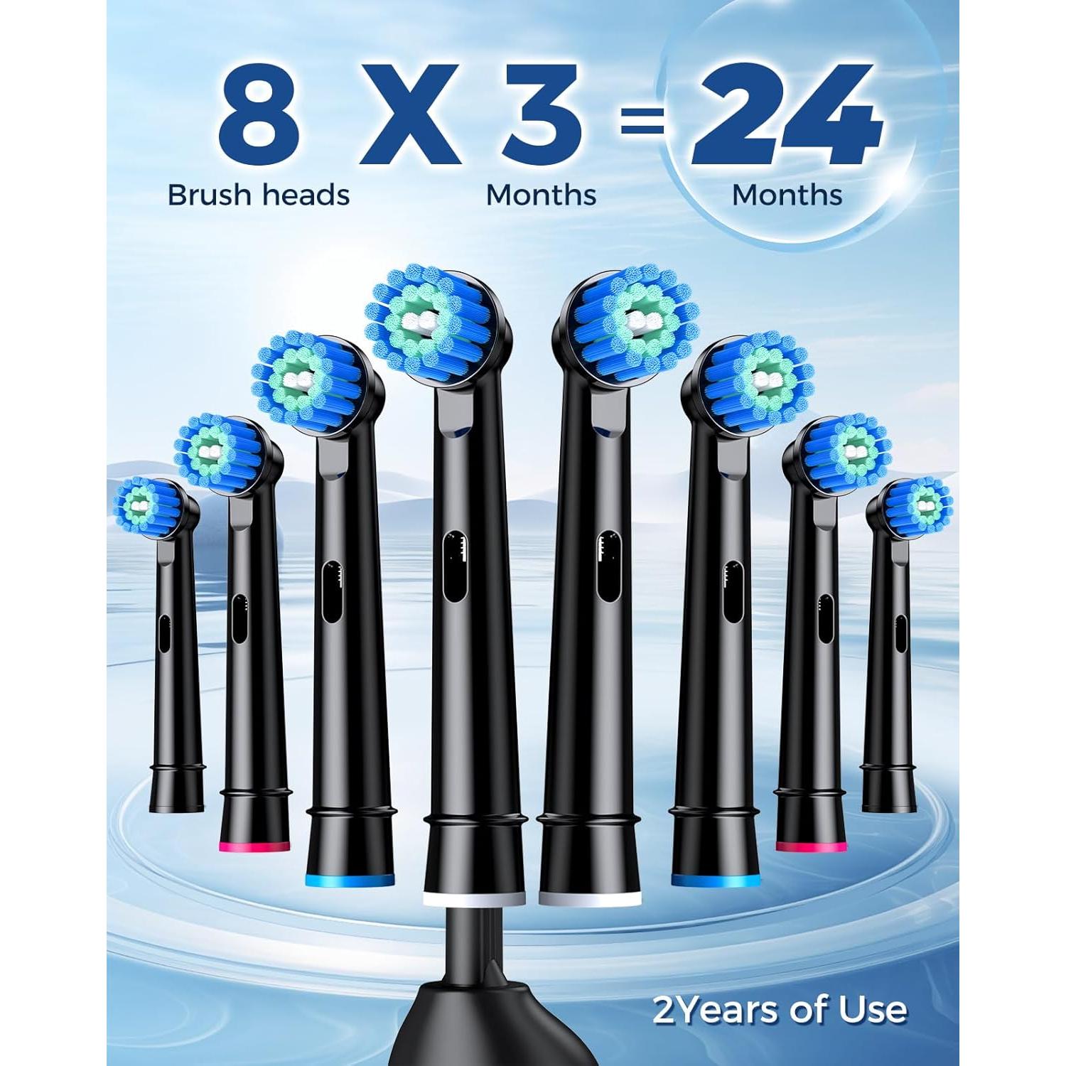 Cepillo de dientes eléctrico TEETHEORY con 8 cabezales y 3 modos