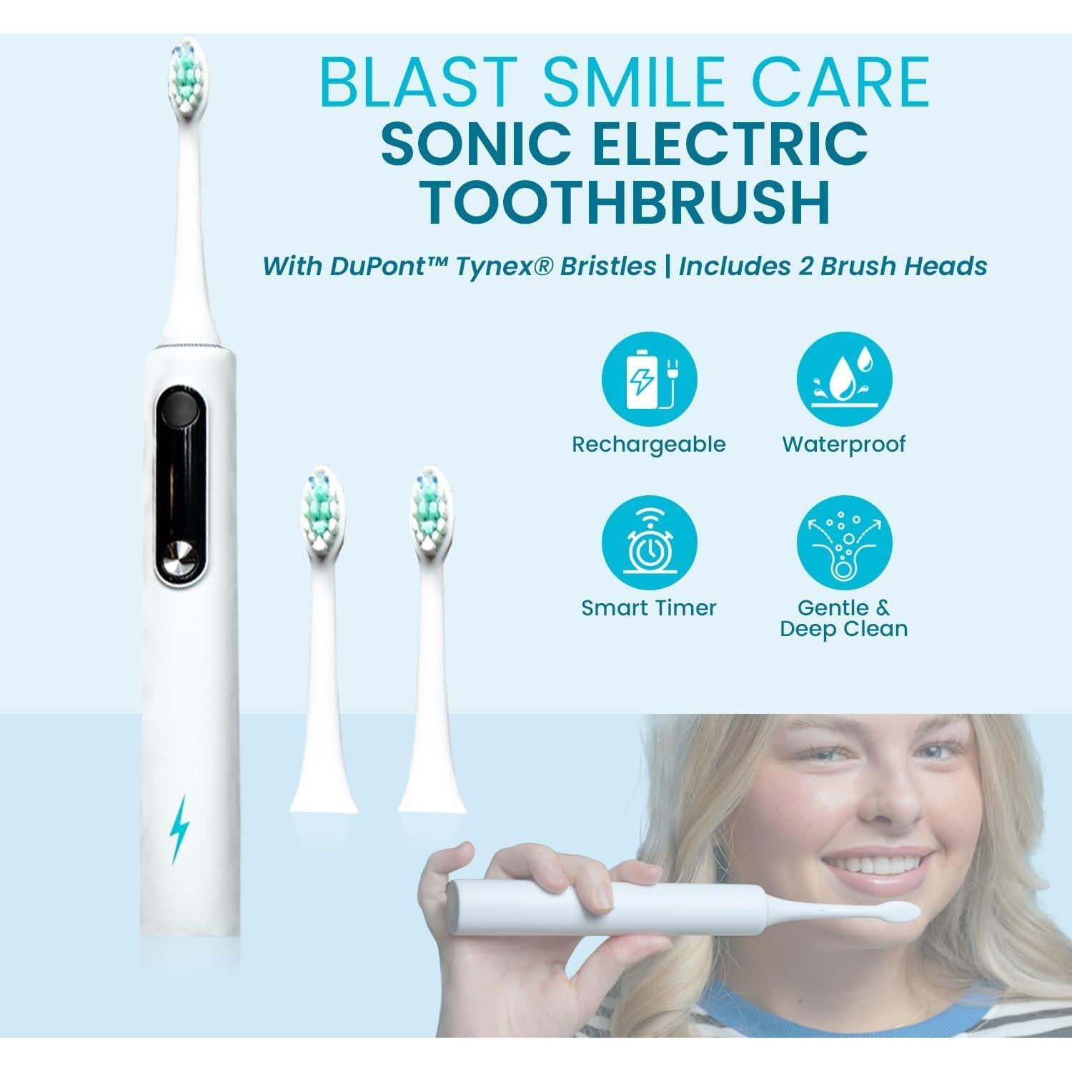 Cepillo de dientes eléctrico Tynex recargable IPX7 con temporizador