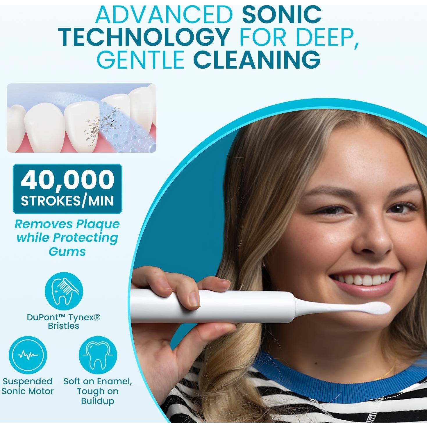 Cepillo de dientes eléctrico Tynex recargable IPX7 con temporizador