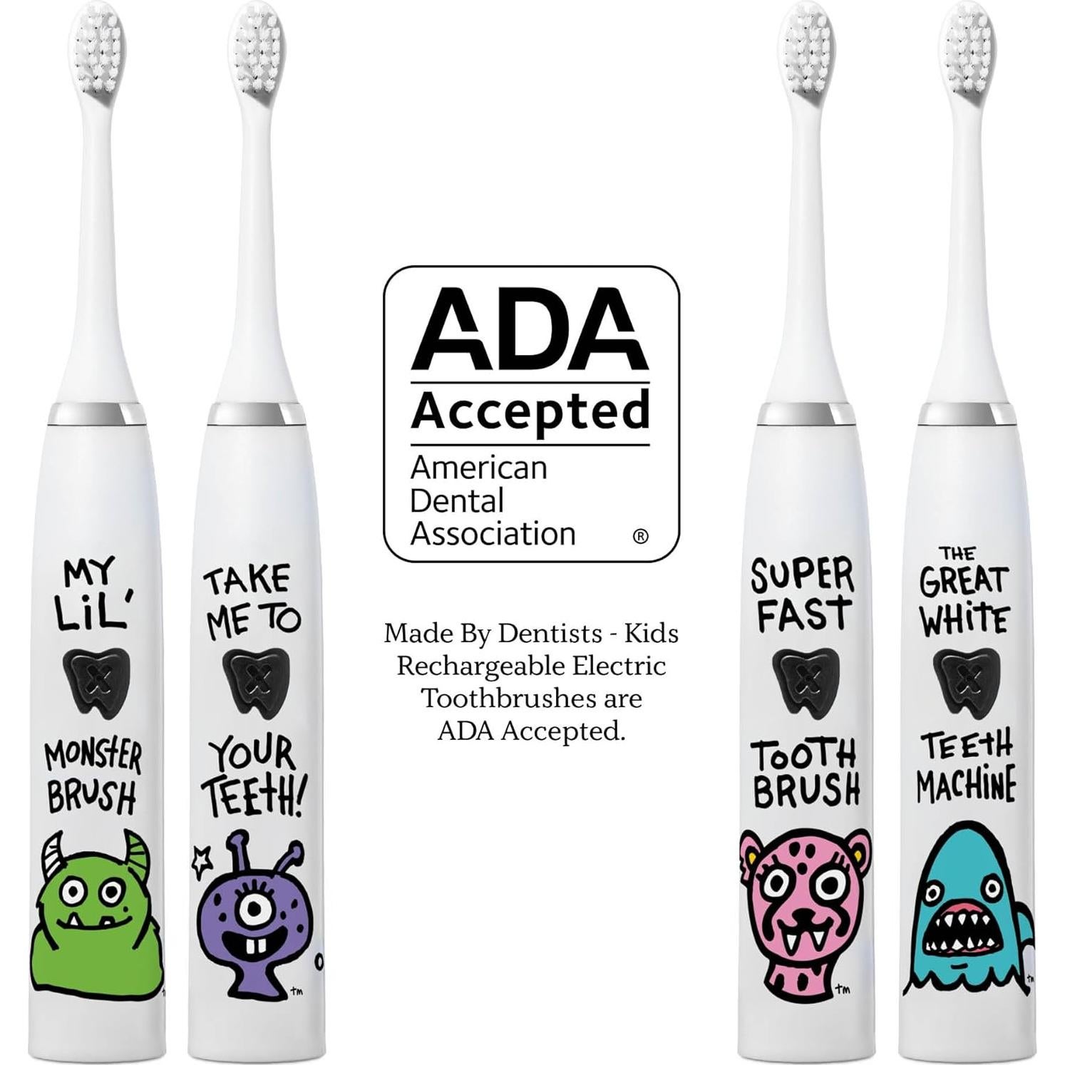 Cepillo de Dientes Eléctrico para Niños Tiburón - Recargable con 6 Cabezas