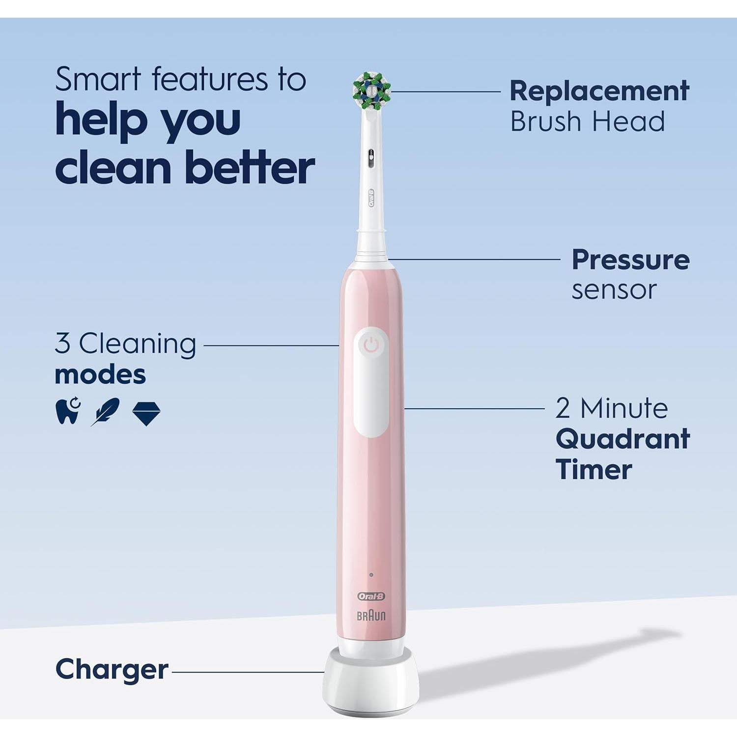 Cepillo de dientes eléctrico Oral-B Pro 1000 rosa recargable