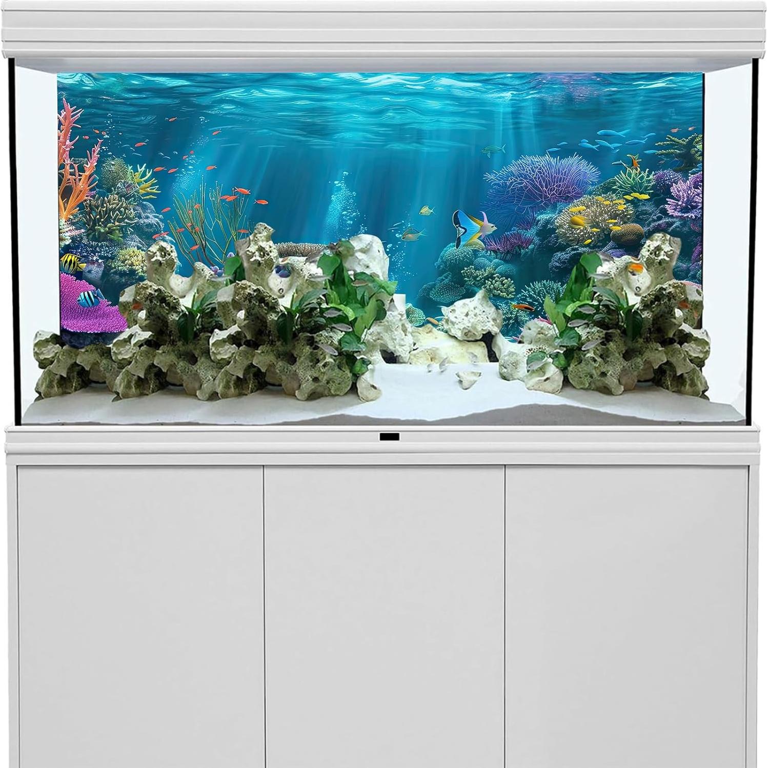 Fondo de Acuario iTapnoom 90x45cm, Decoración Coral Tropical