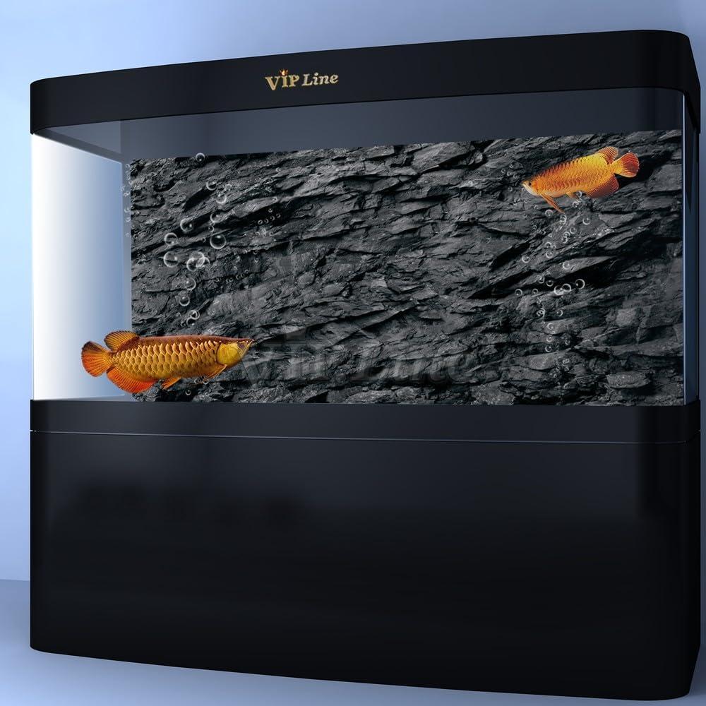 Fondo de Acuario 3D VIP.LINE Textura Piedra Negra 61x41cm