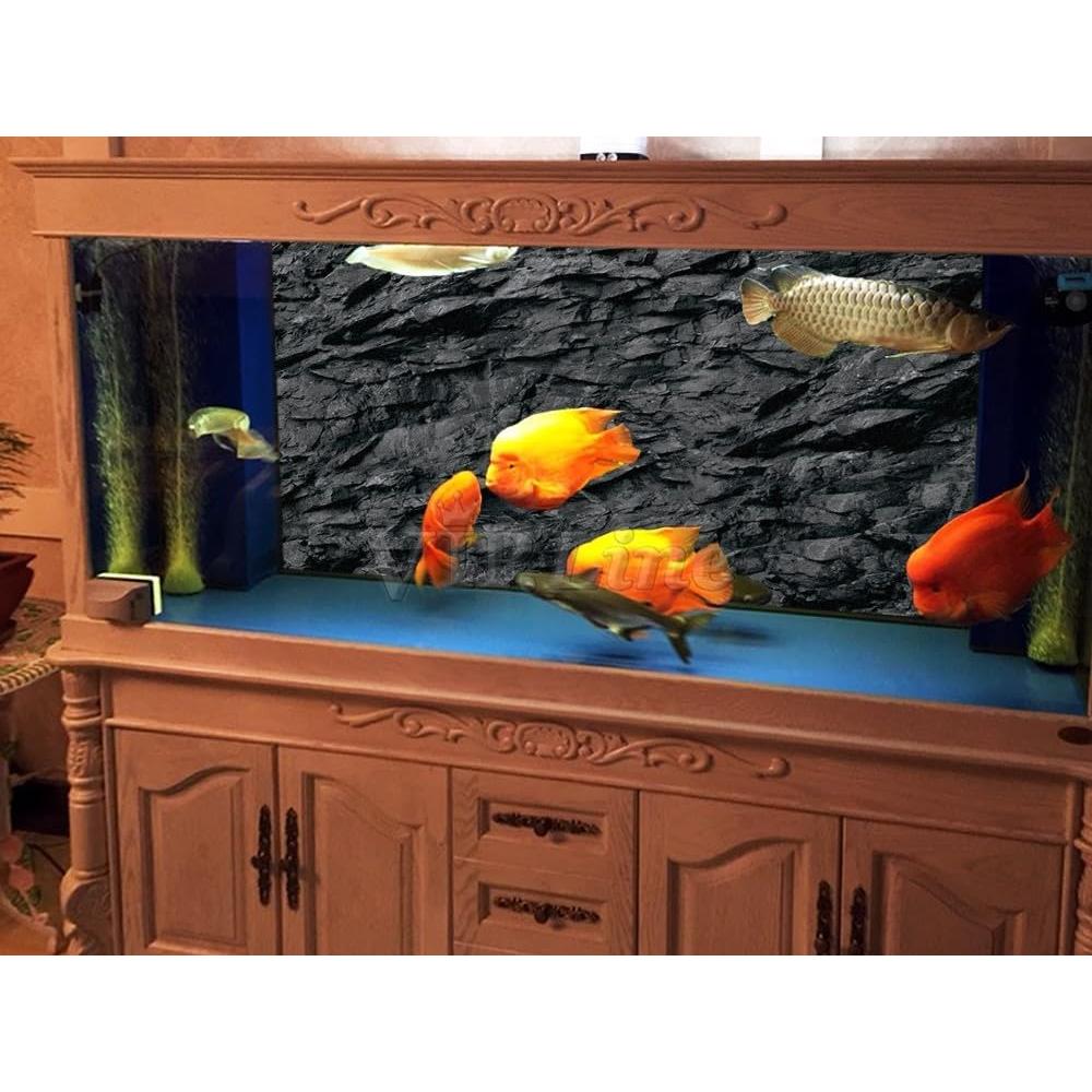 Fondo de Acuario 3D VIP.LINE Textura Piedra Negra 61x41cm