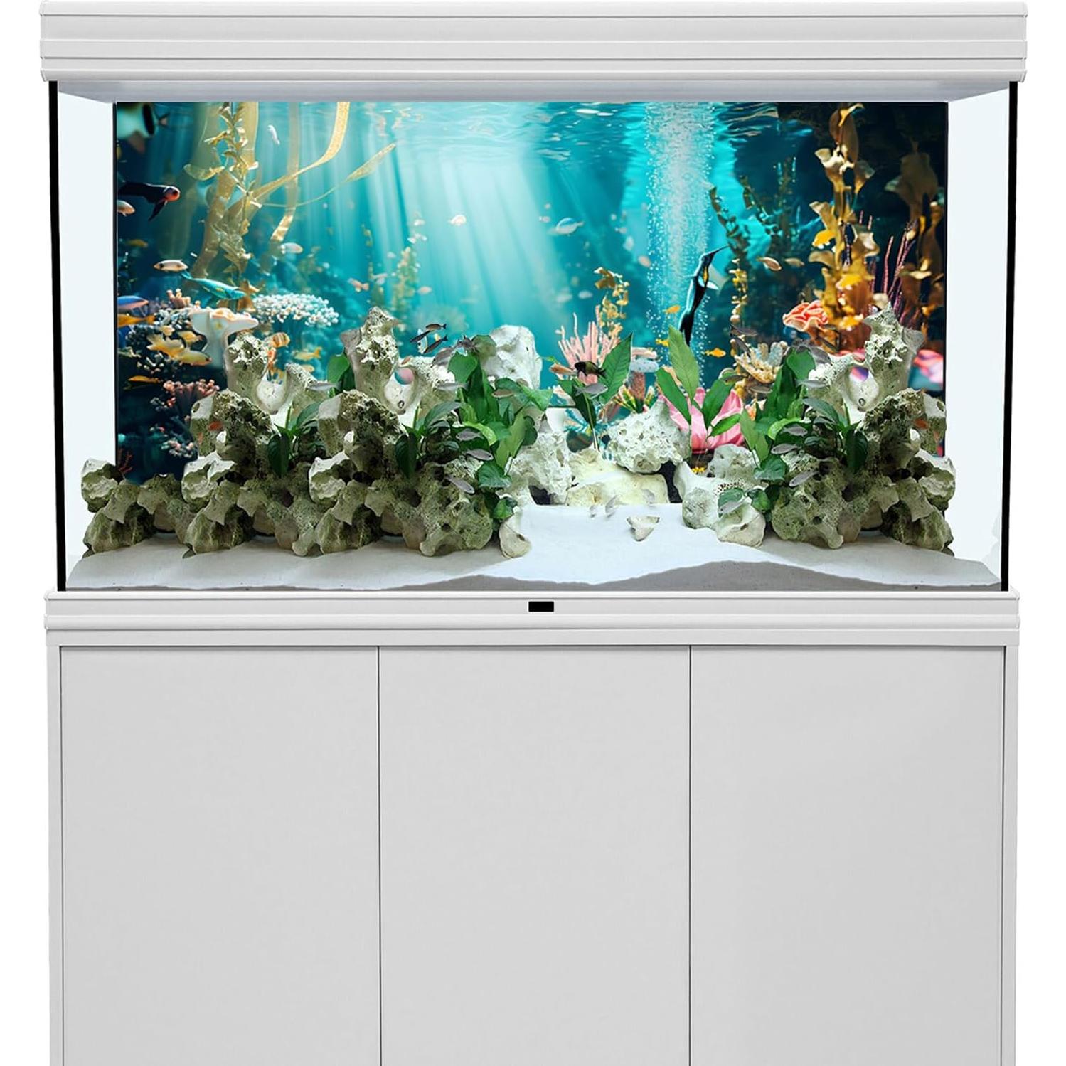 Fondo de Acuario YongFoto 120x45 cm Coral Algas Roca