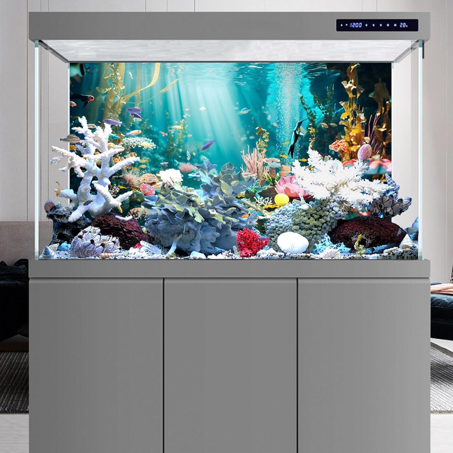 Fondo de Acuario YongFoto 120x45 cm Coral Algas Roca