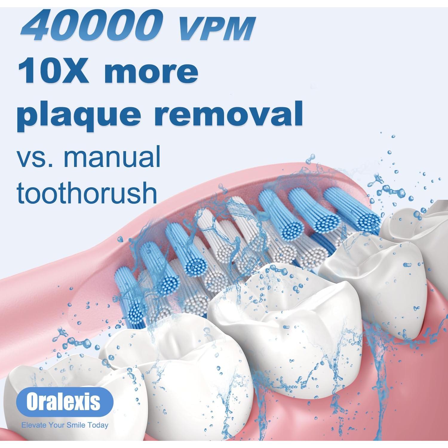 Cepillo de dientes eléctrico Oralexis A12 con 8 cabezales y raspador
