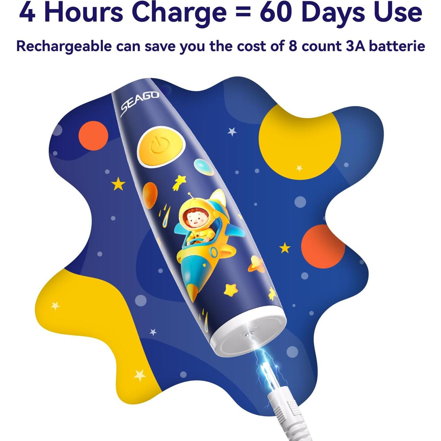 Cepillo de dientes eléctrico SEAGO para niños 2-4 años azul