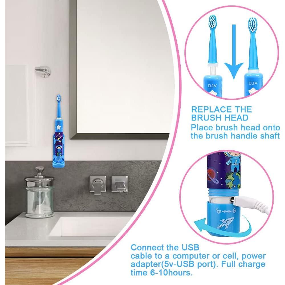 Cepillo de Dientes Eléctrico Musical OJV 8620 para Niños 3-14 Años