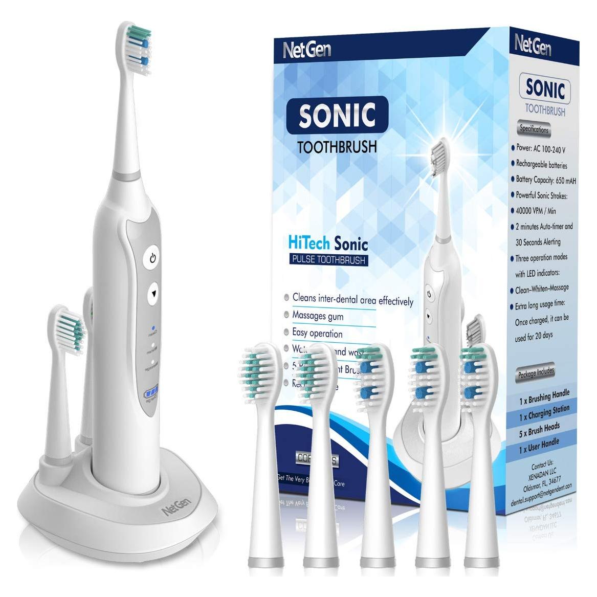 Cepillo de Dientes Eléctrico Sonic LE Blanco con 5 Cabezas