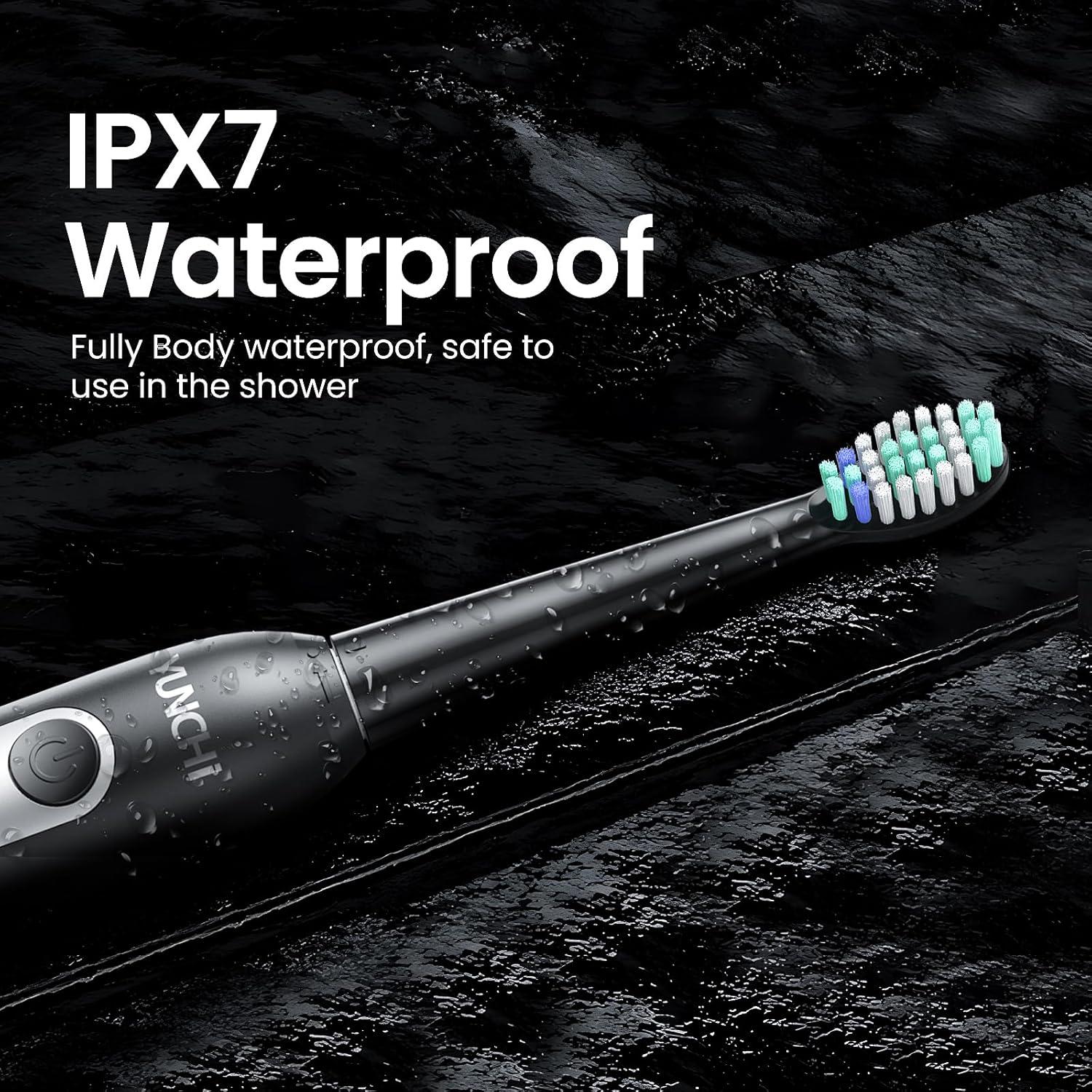 Cepillo de Dientes Eléctrico Sonic YUNCHI Negro 5 Modos 4 Cabezas