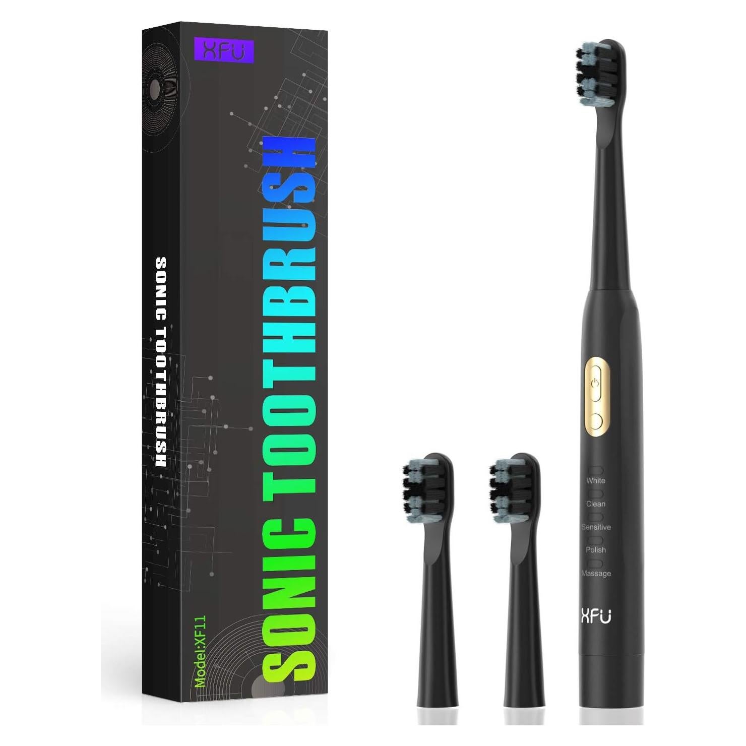 Cepillo de Dientes Eléctrico Sonic XFU Negro con 3 Cabezas