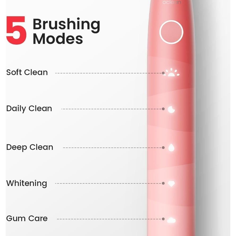Cepillo de Dientes Eléctrico Oclean Rosa con 6 Cabezas y Estuche